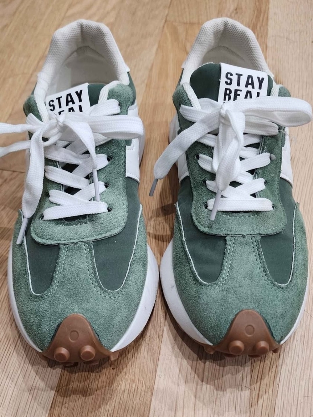 Stay Real Green Suede & Mesh Sneakers